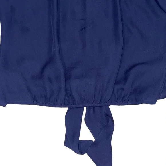 Theory Navy Women’s Silk Orencia Tie Front Blouse Size Small - Picture 6 of 6